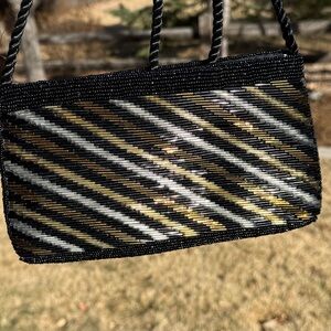 Vintage Milor Beaded And Silky Evening Bag Shoulder Strap Made In Macau